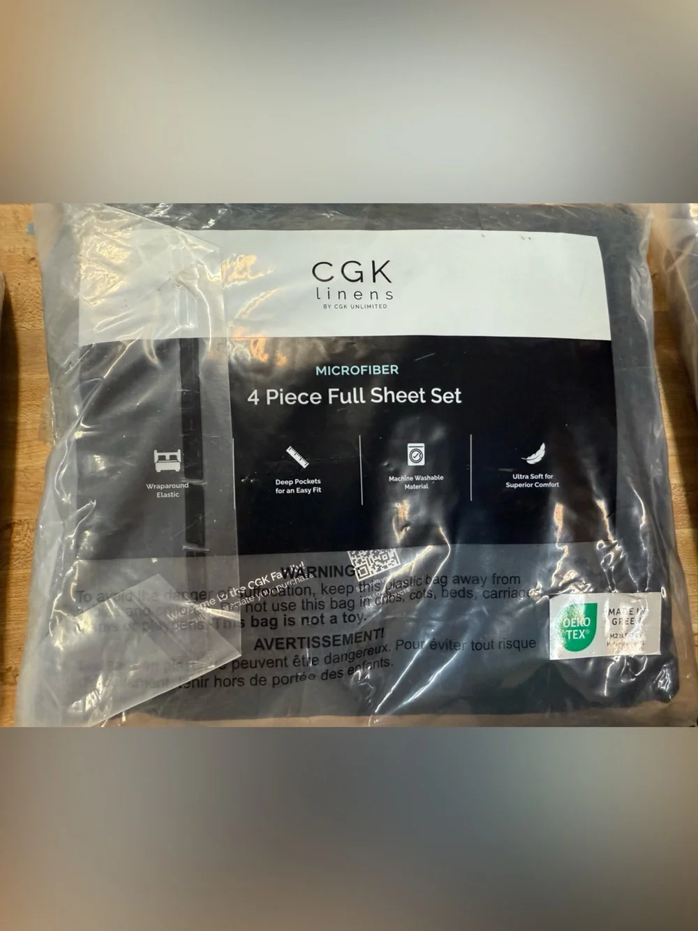 CGK Linens Microfiber 4-Piece Full Sheet Set - Black